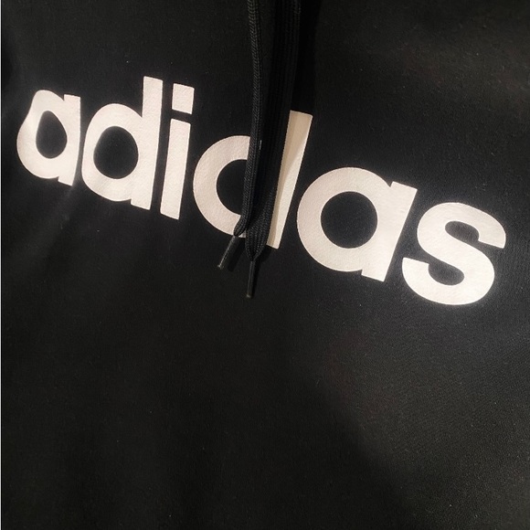 Black/White Adidas Mens Essentials 3-Stripes Pullover Hoodie Sz LG - Picture 3 of 5